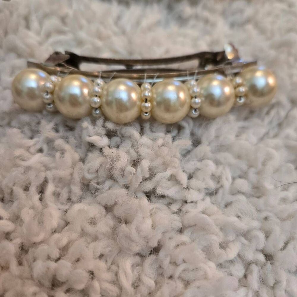 Mixed LOT 3 Barrettes Gold Tone & Pearls - Picture 4 of 5